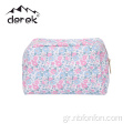 Cross Pattern Pu Twill Μακιγιάζ τσάντα Metal Zipper Makeup Bag